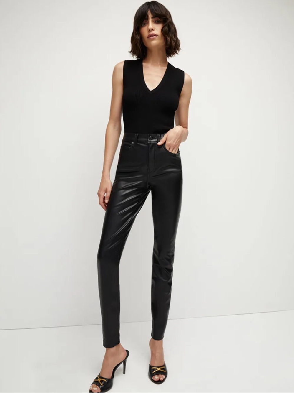 Veronica Beard Debbie Vegan Black Leather Skinny Pant